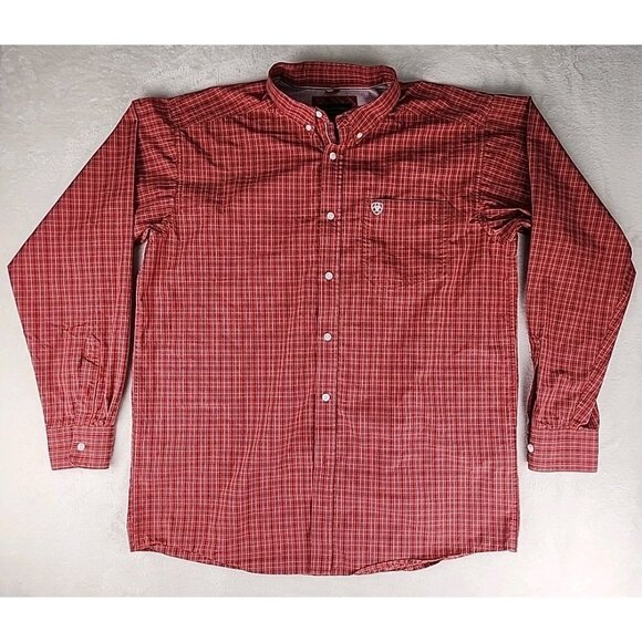 Ariat Pro Series Shirt Mens Red Check Western Cowboy Long Sleeve Button Down - Picture 1 of 14